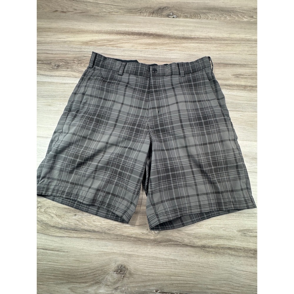Nike Golf Mens Dri-FIT Plaid Shorts Grey Black Size 30 Performance‎ Activewear